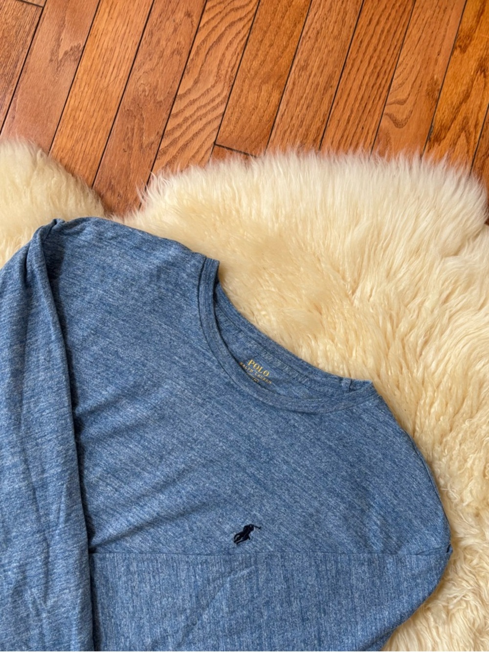 Ralph Lauren Heather Blue Crewneck Long Sleeve Shirt